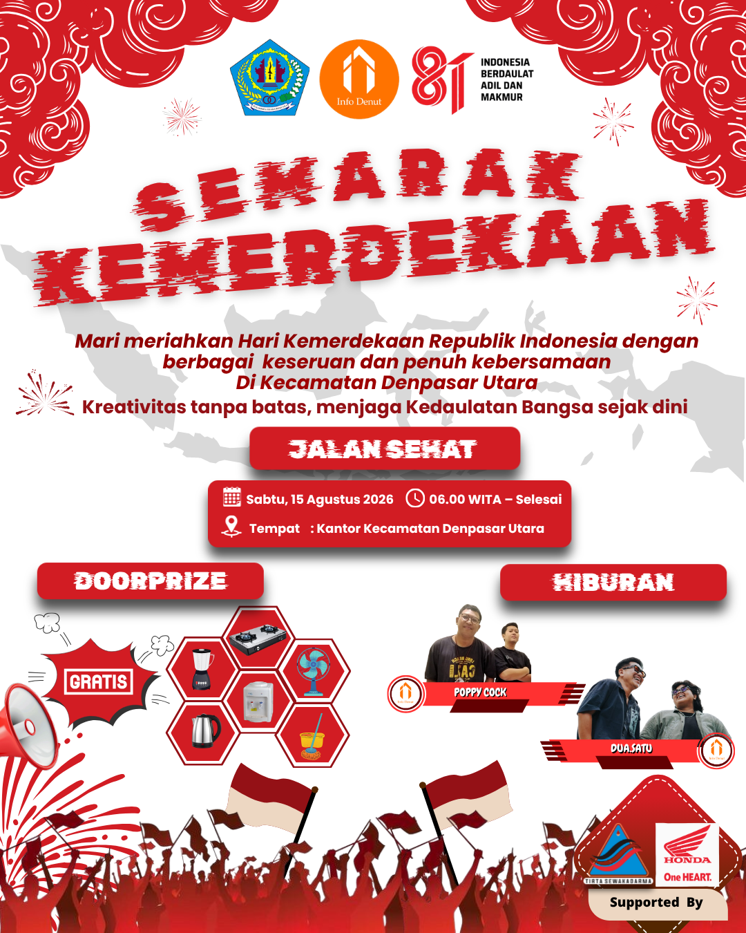 Ayo Ikuti Jalan Sehat di Kecamatan Denpasar Utara Dalam Rangka HUT Kemerdekaan Republik Indonesia ke-81
